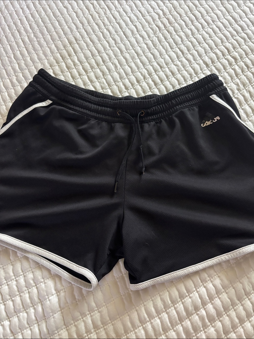 adidas Black Athletic Shorts with White Trim